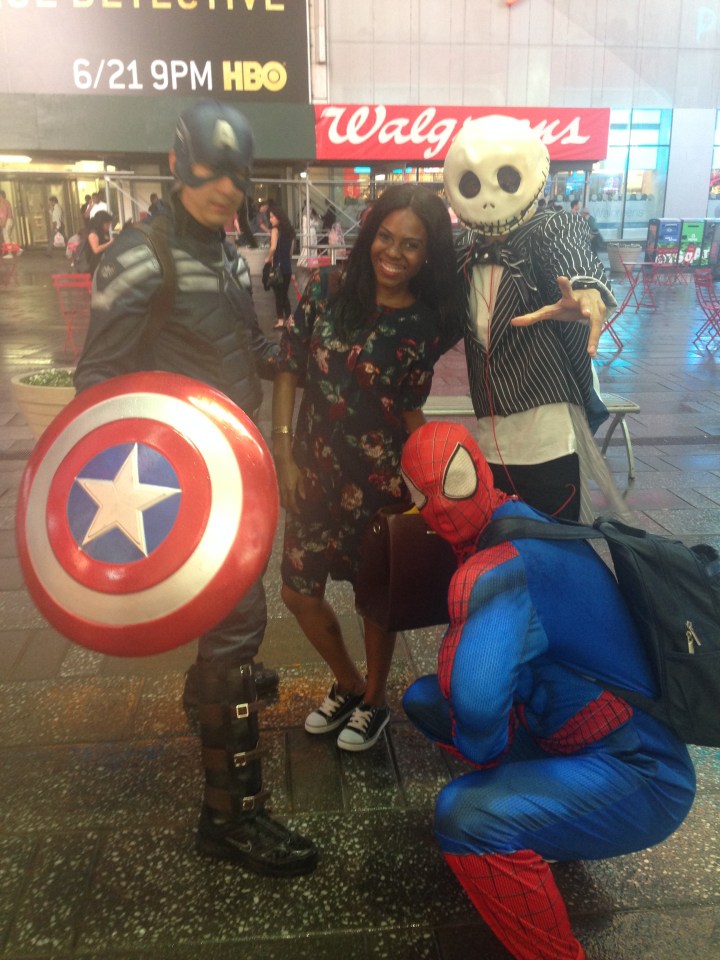At Time Square ...met these cool dudes!! #SuperHeroMoment